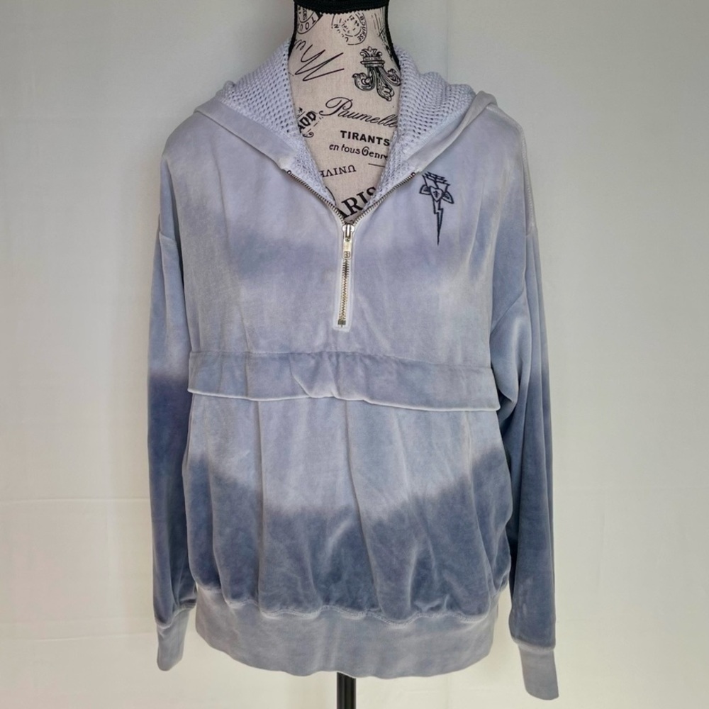Electric & Rose Leo velour windbreaker sweater in ombré denim size S small